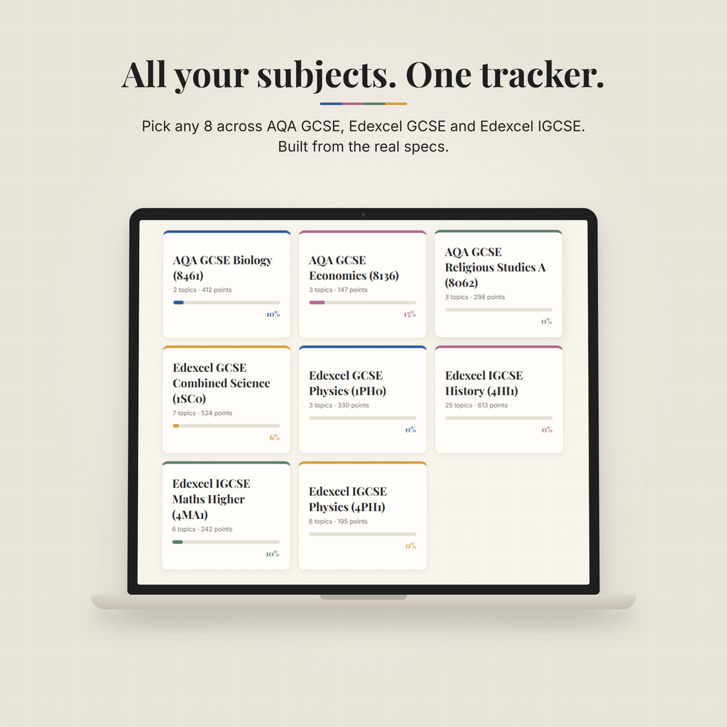Build Your Tracker: Any 8 Subjects