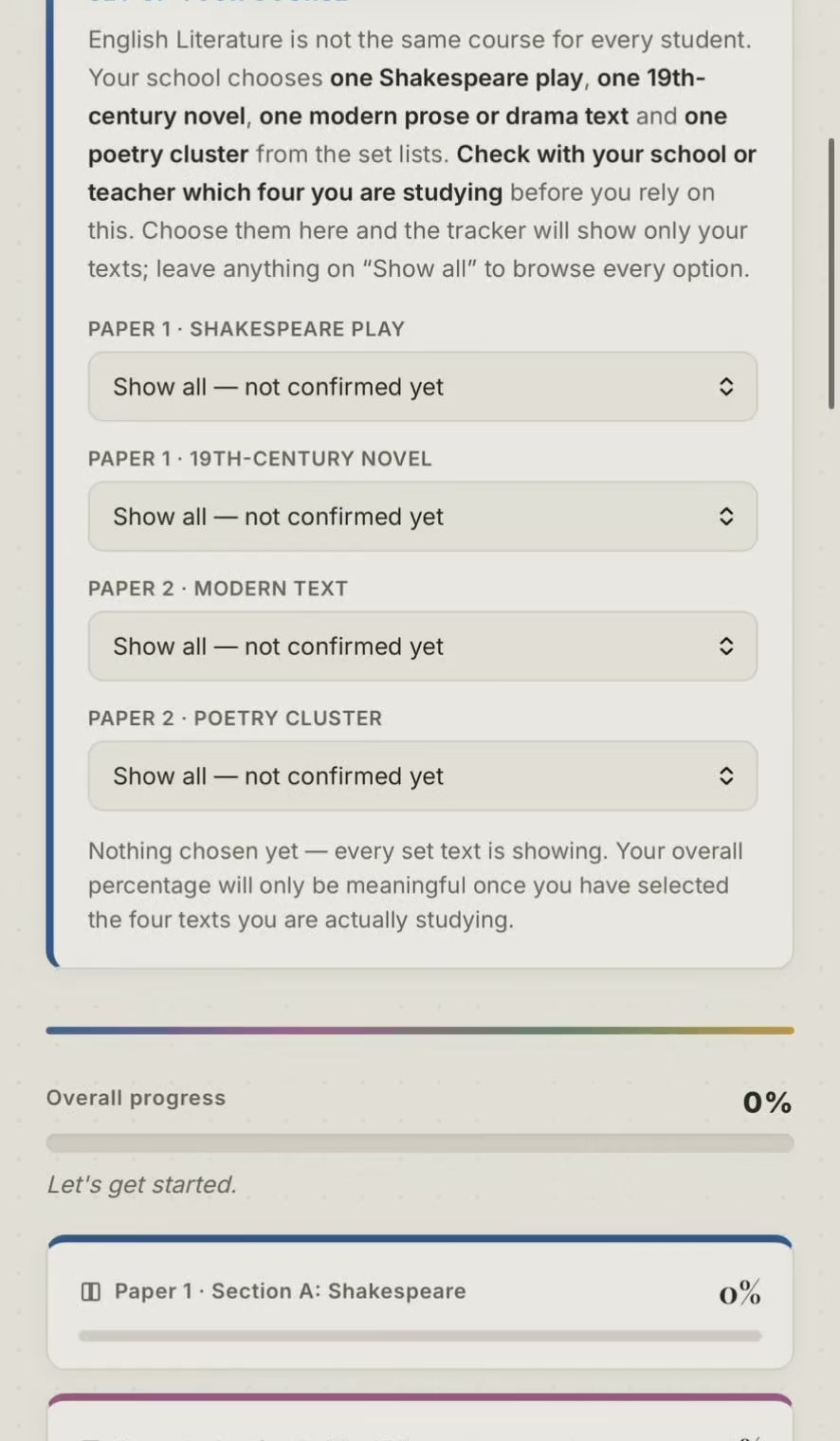 AQA GCSE English Literature Revision Tracker (8702)