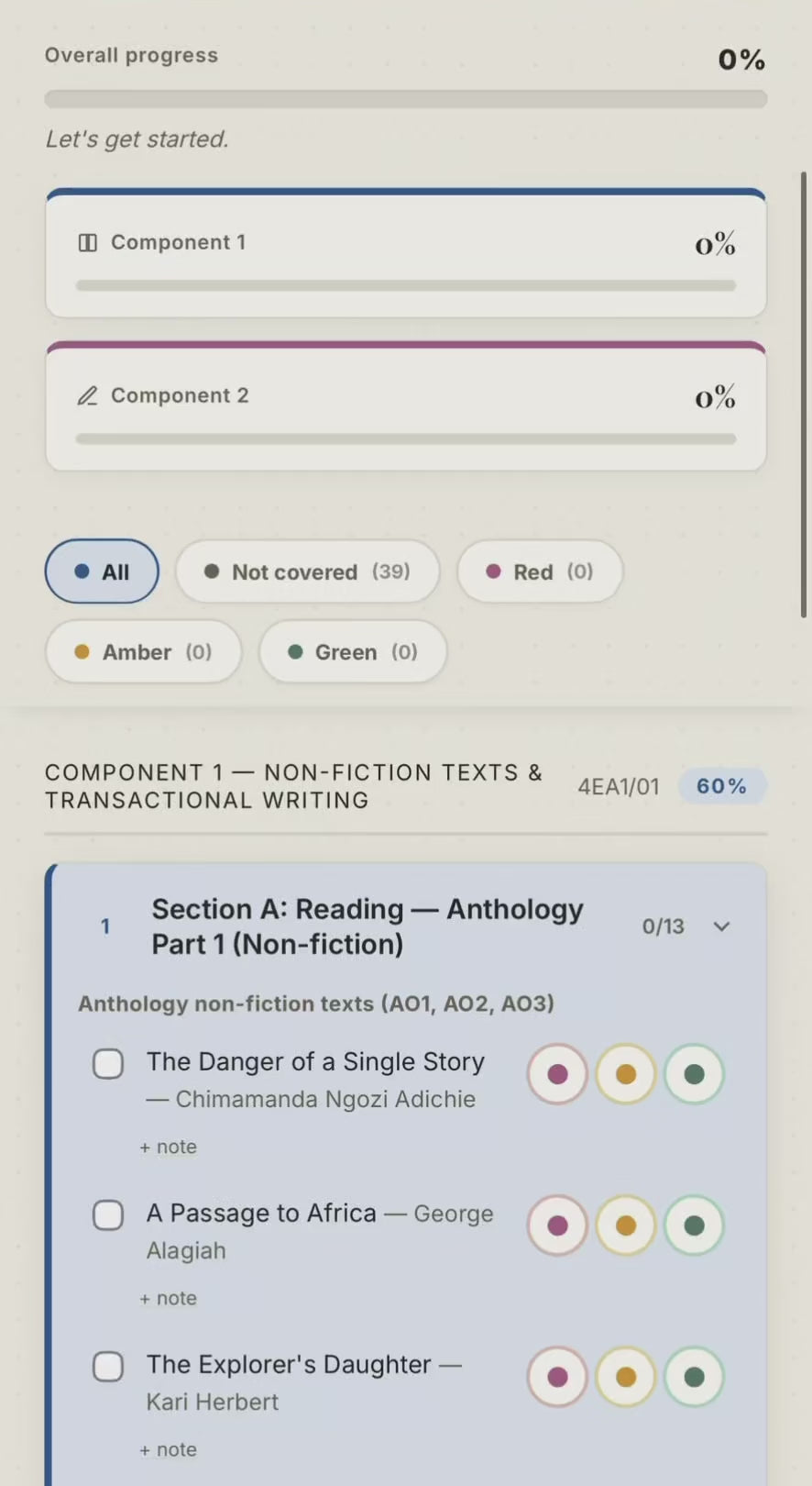Edexcel IGCSE English Language Revision Tracker (4EA1)