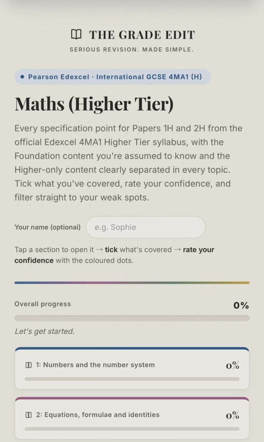 Edexcel IGCSE Maths Higher Revision Tracker (4MA1)