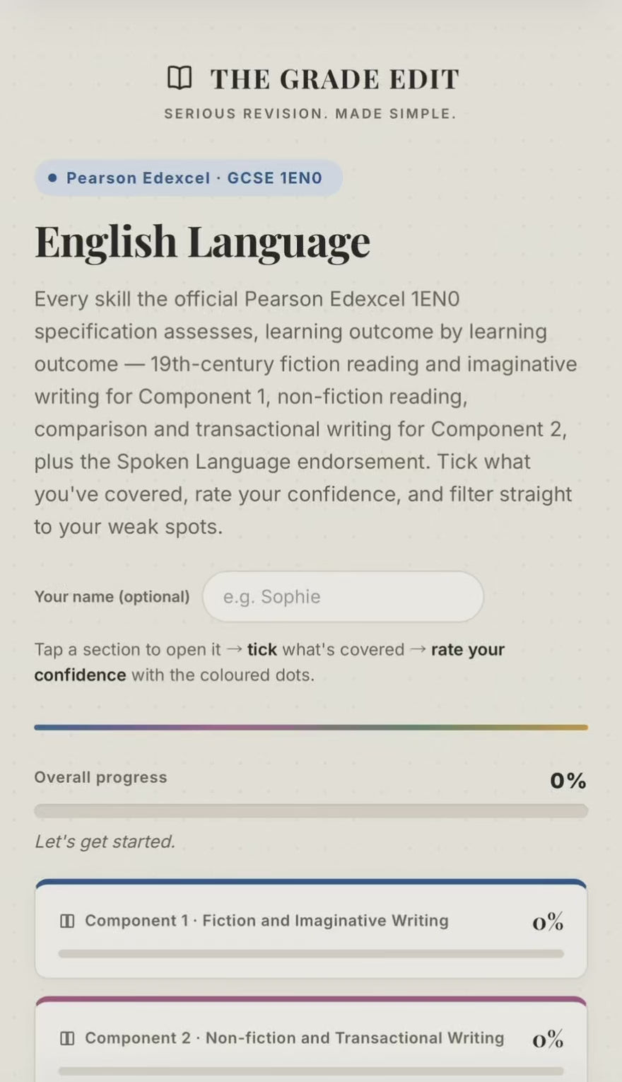 Edexcel GCSE English Language Revision Tracker (1EN0)
